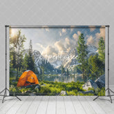 Aperturee - Aperturee Tranquil Outdoor Camping Scene Mountains Backdrop